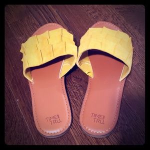 Time and Tru mustard slide sandal